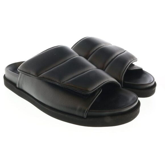 Gia Borghini Black Padded Leather Slides - Picture 1 of 4